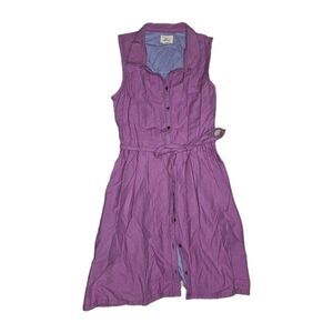 Levi's Denim Dress M Purple Collared Sleeveless Midi Waist Tie Boho Retro Hippie